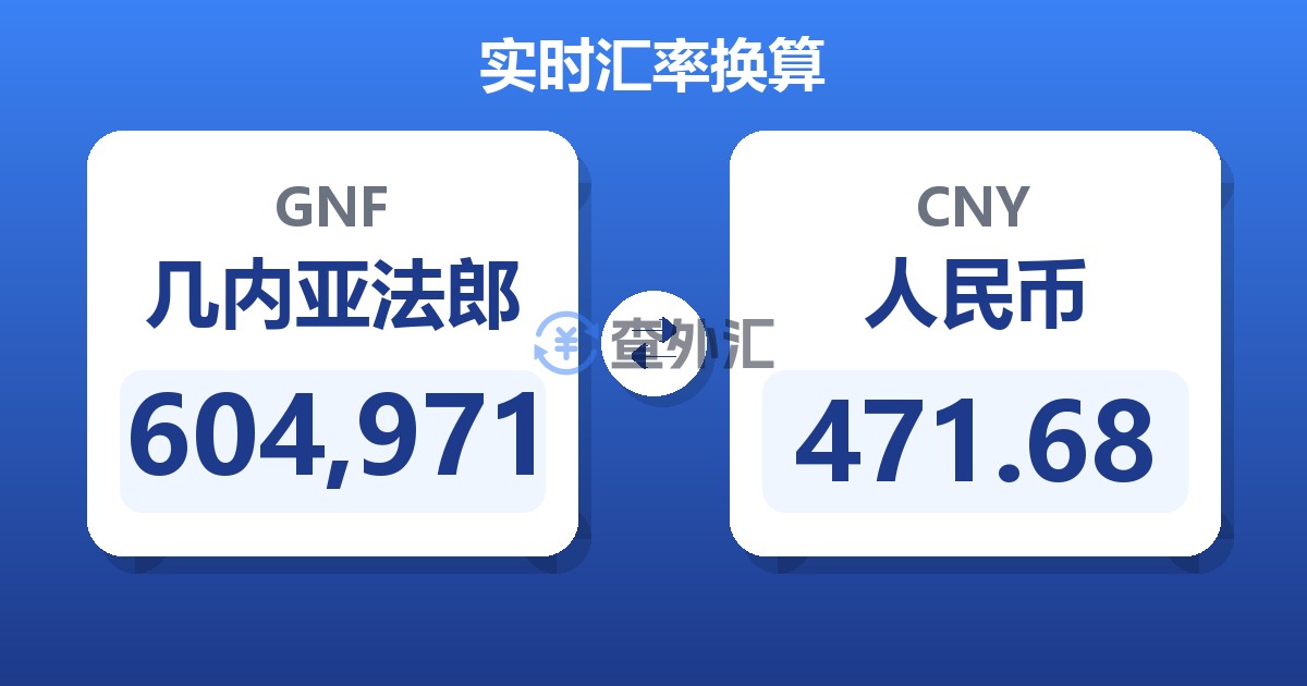 604,971几内亚法郎兑人民币