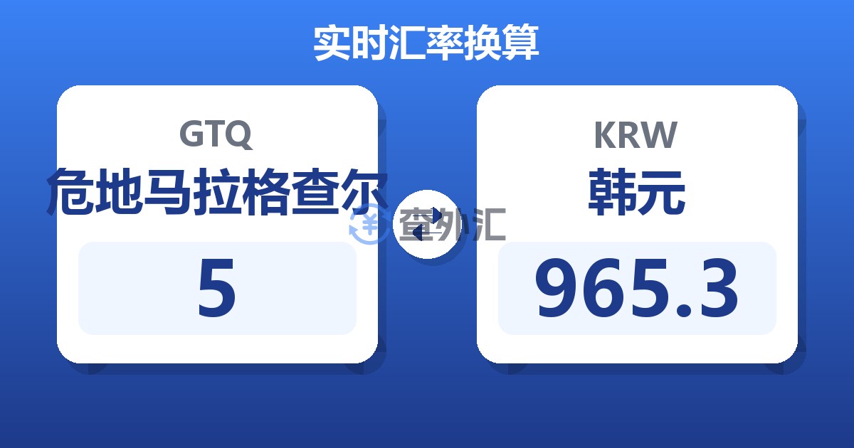 5危地马拉格查尔兑韩元