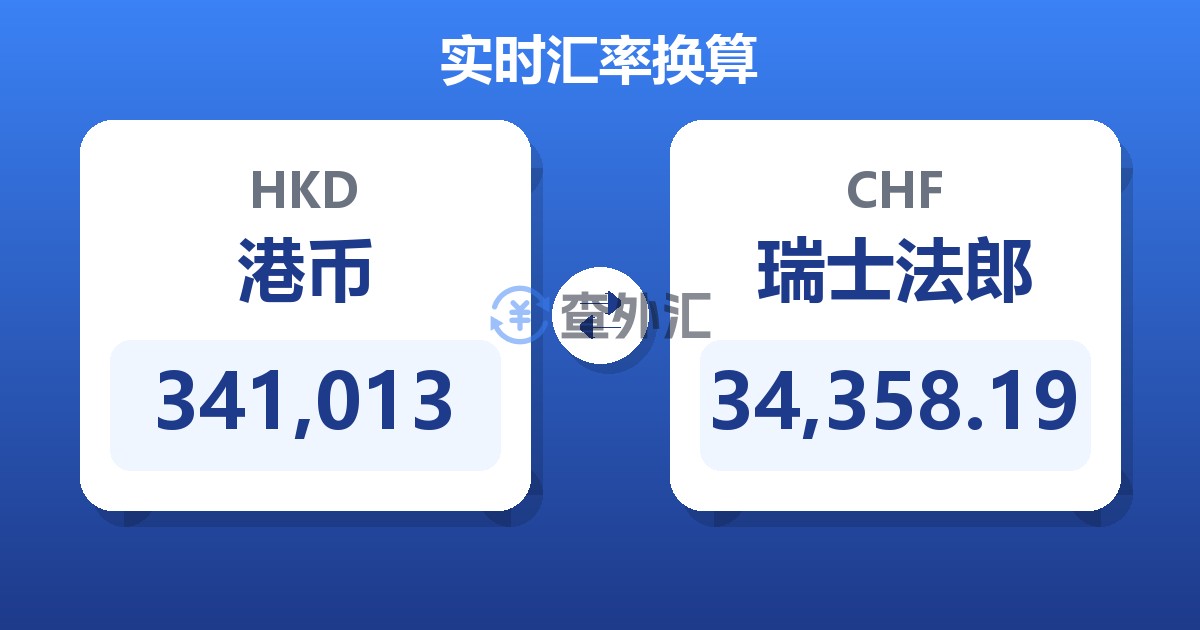 341,013港币兑瑞士法郎
