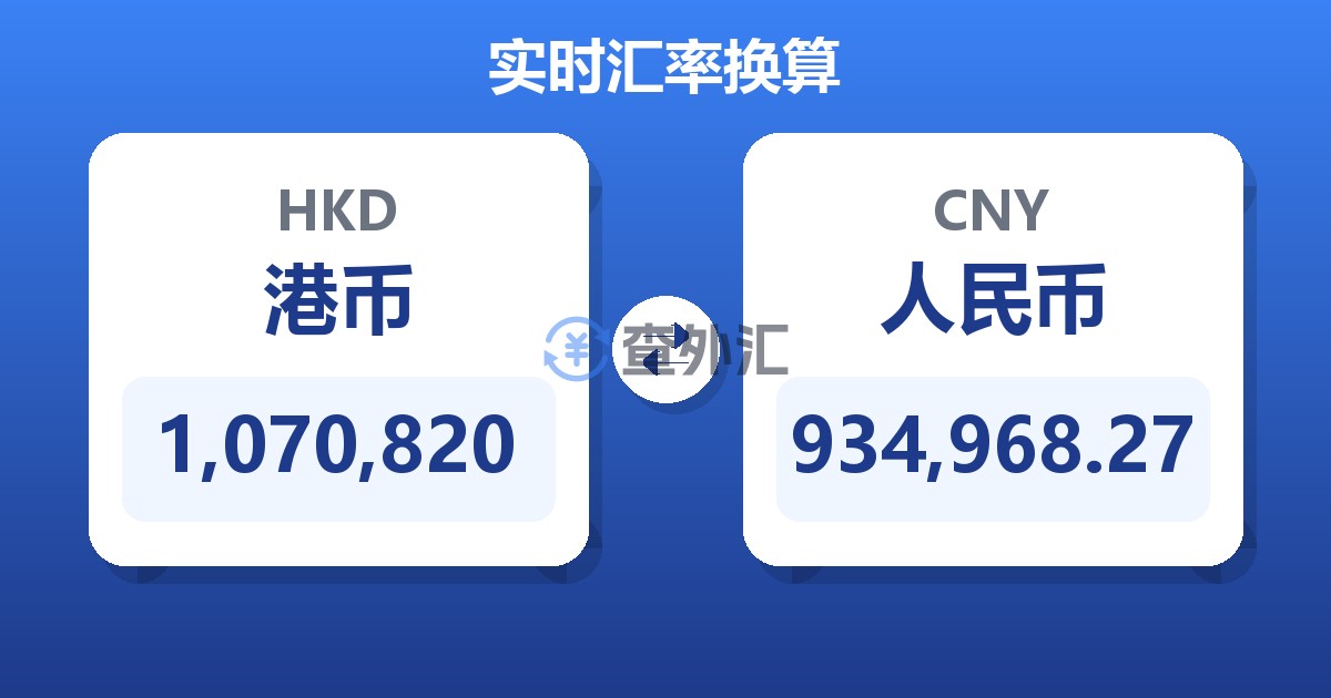 1,070,820港币兑人民币