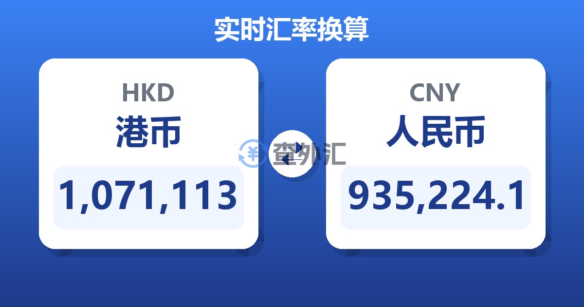 1,071,113港币兑人民币