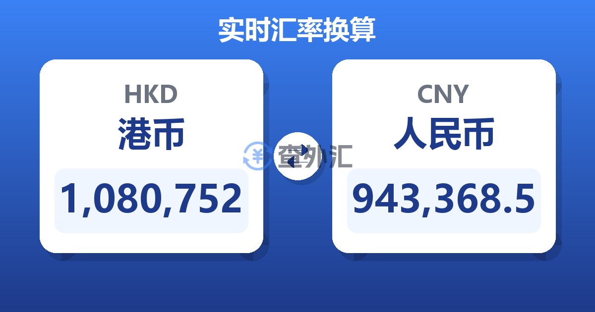 1,080,752港币兑人民币