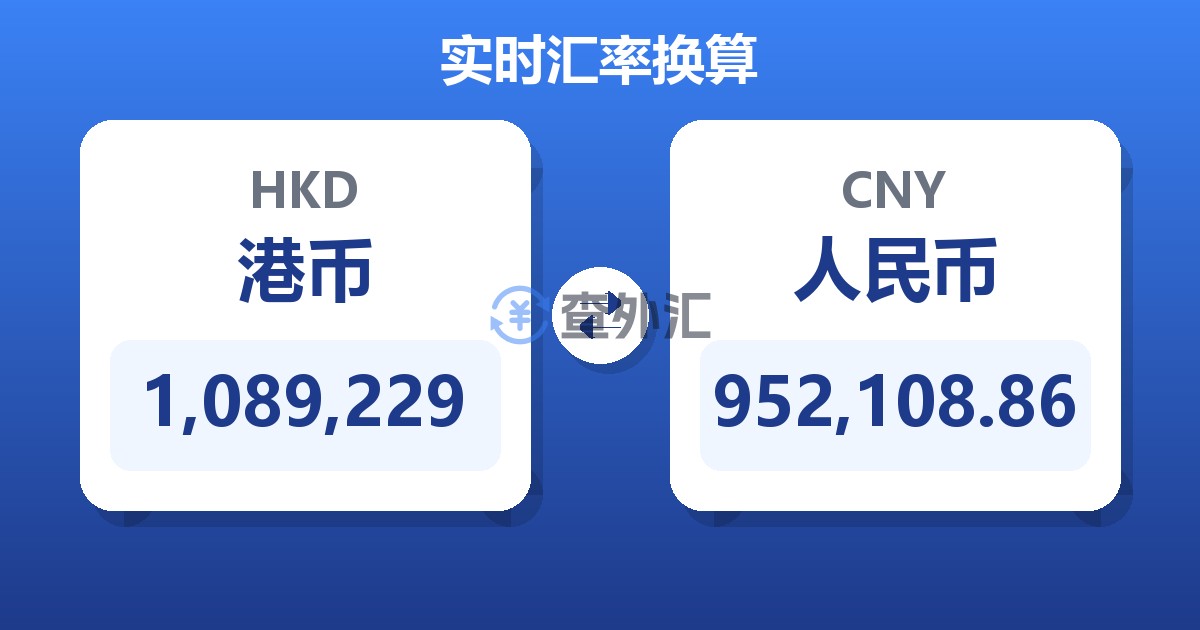 1,089,229港币兑人民币