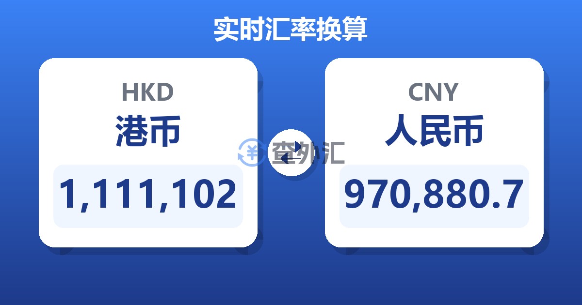 1,111,102港币兑人民币