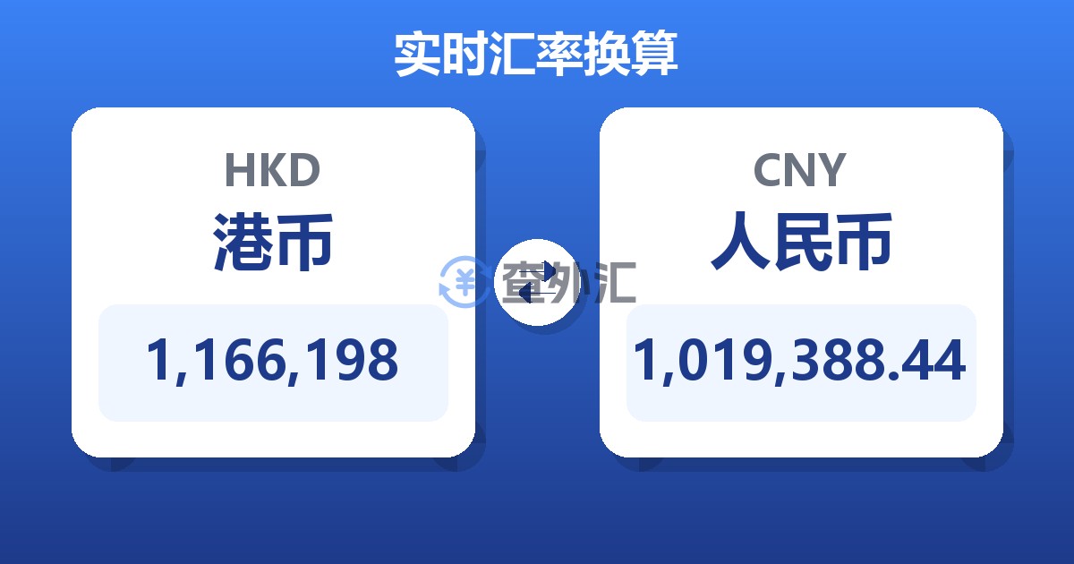 1,166,198港币兑人民币