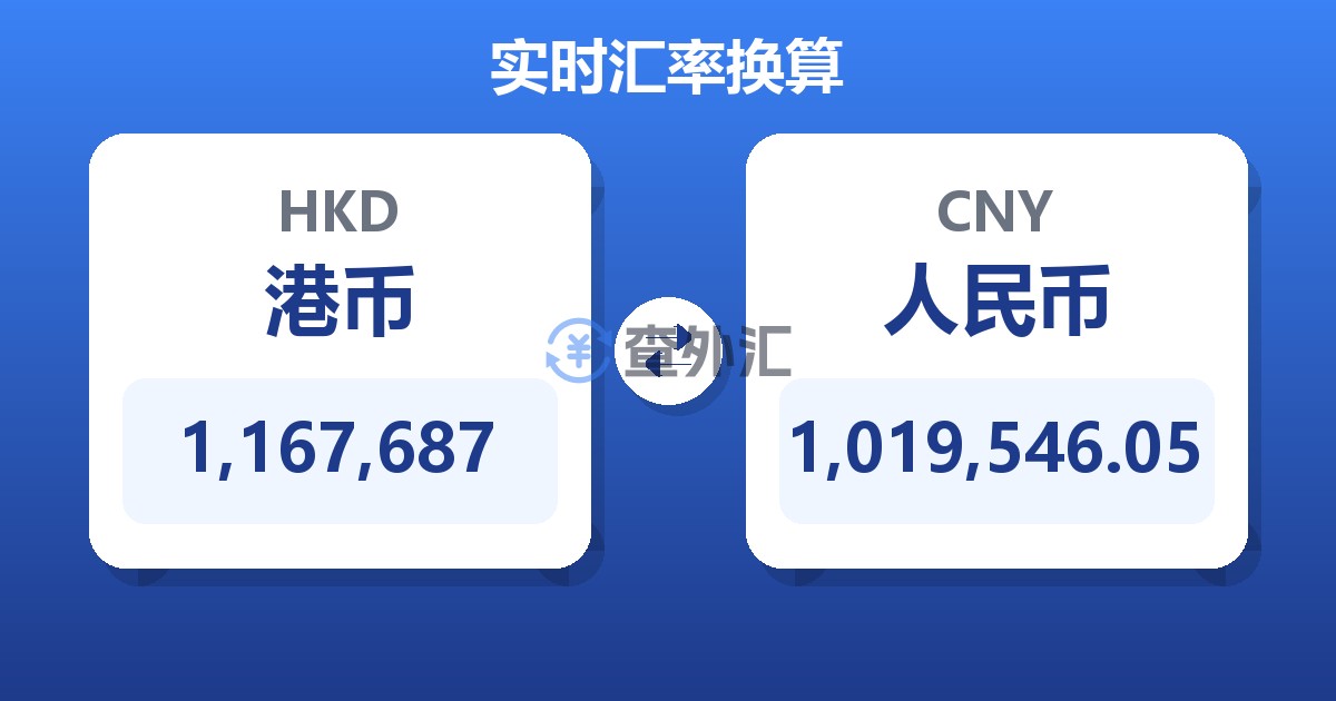 1,167,687港币兑人民币