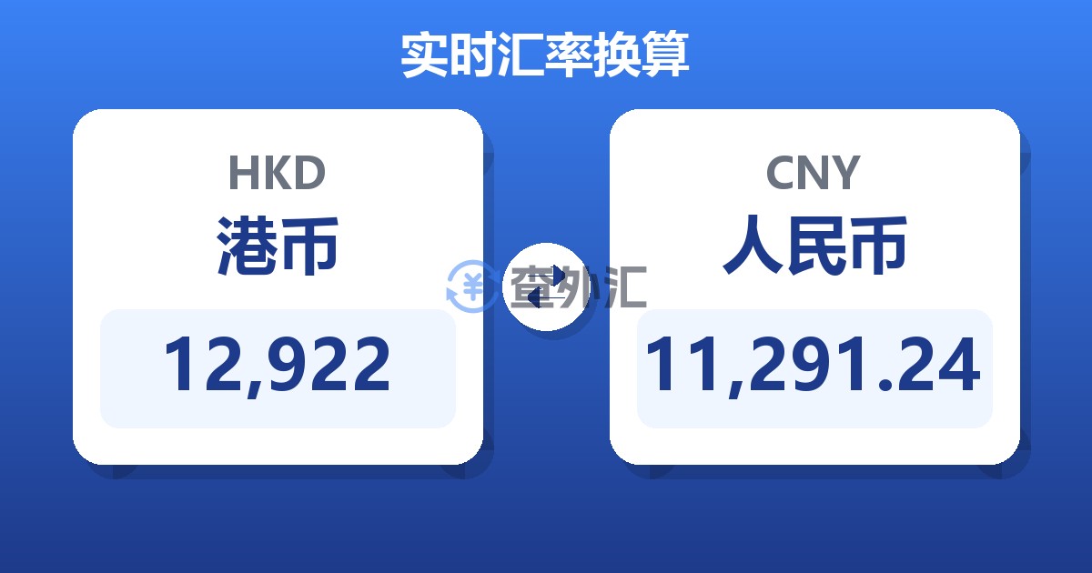 12,922港币兑人民币