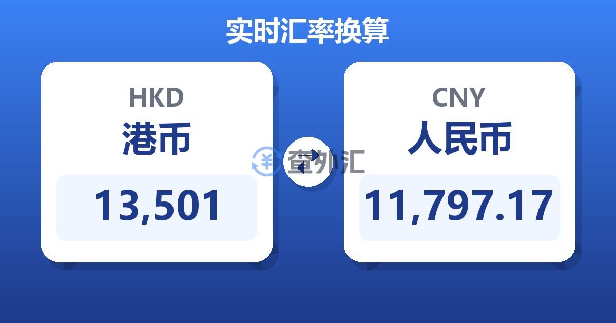 13,501港币兑人民币