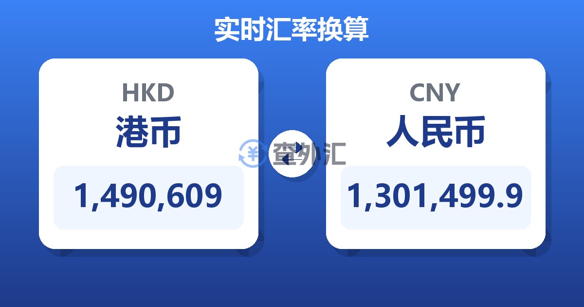 1,490,609港币兑人民币