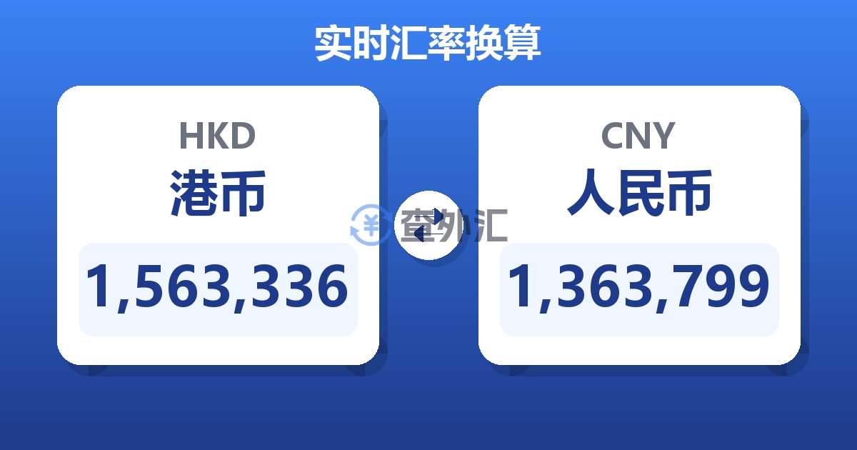 1,563,336港币兑人民币