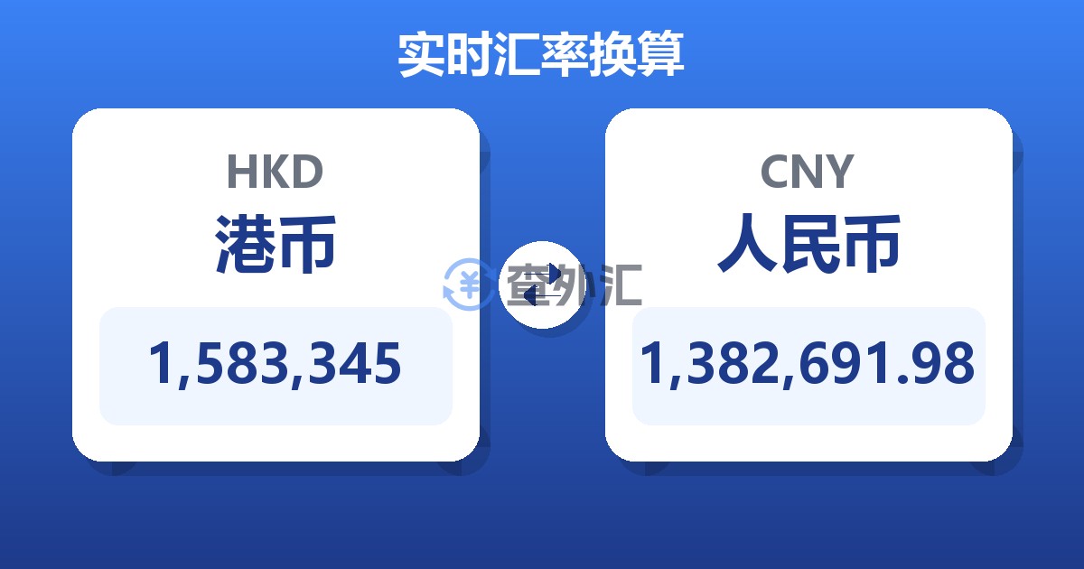 1,583,345港币兑人民币