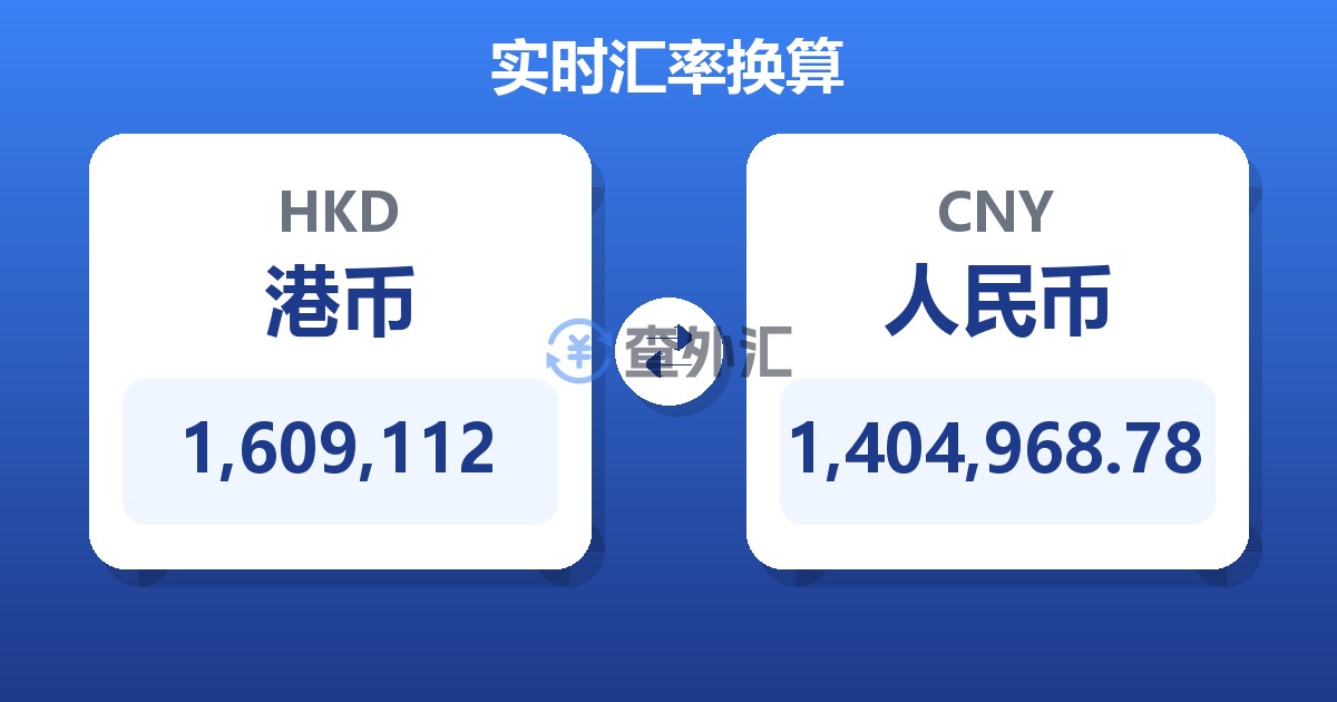 1,609,112港币兑人民币