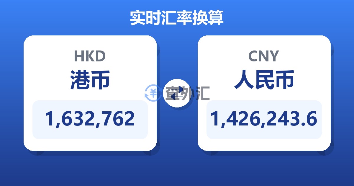 1,632,762港币兑人民币