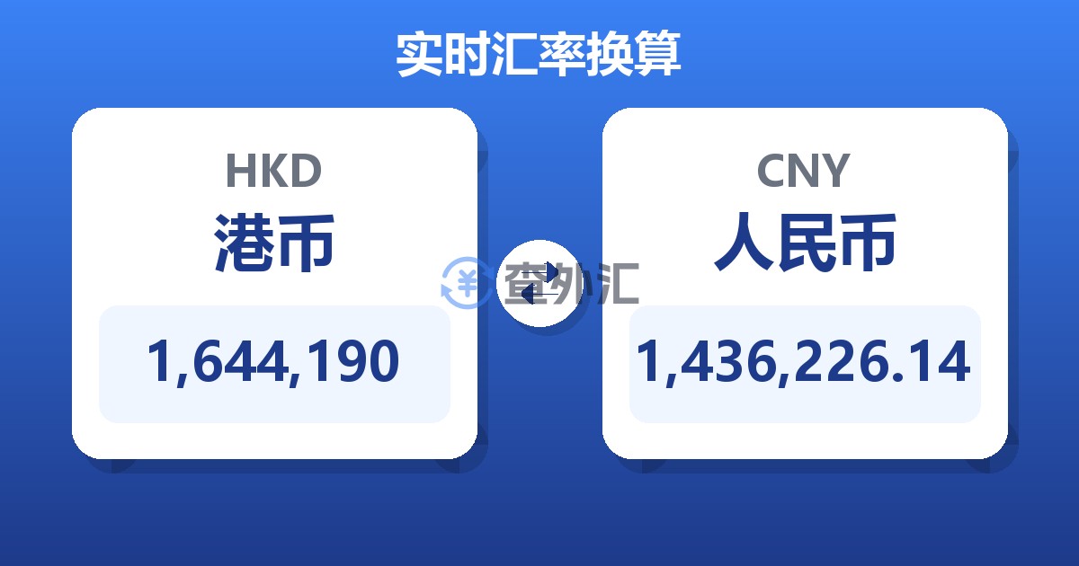 1,644,190港币兑人民币
