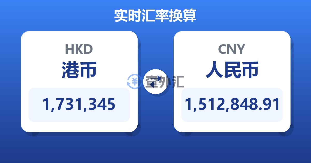1,731,345港币兑人民币