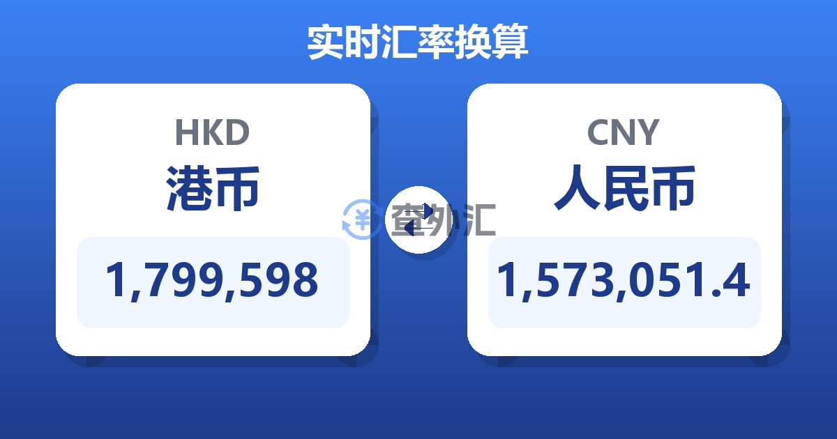 1,799,598港币兑人民币