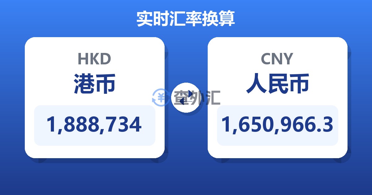 1,888,734港币兑人民币