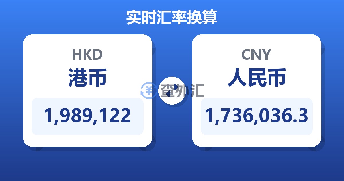 1,989,122港币兑人民币