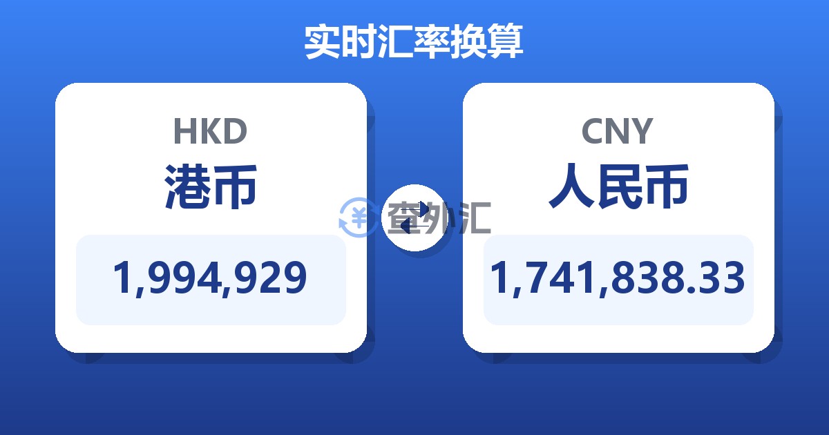 1,994,929港币兑人民币