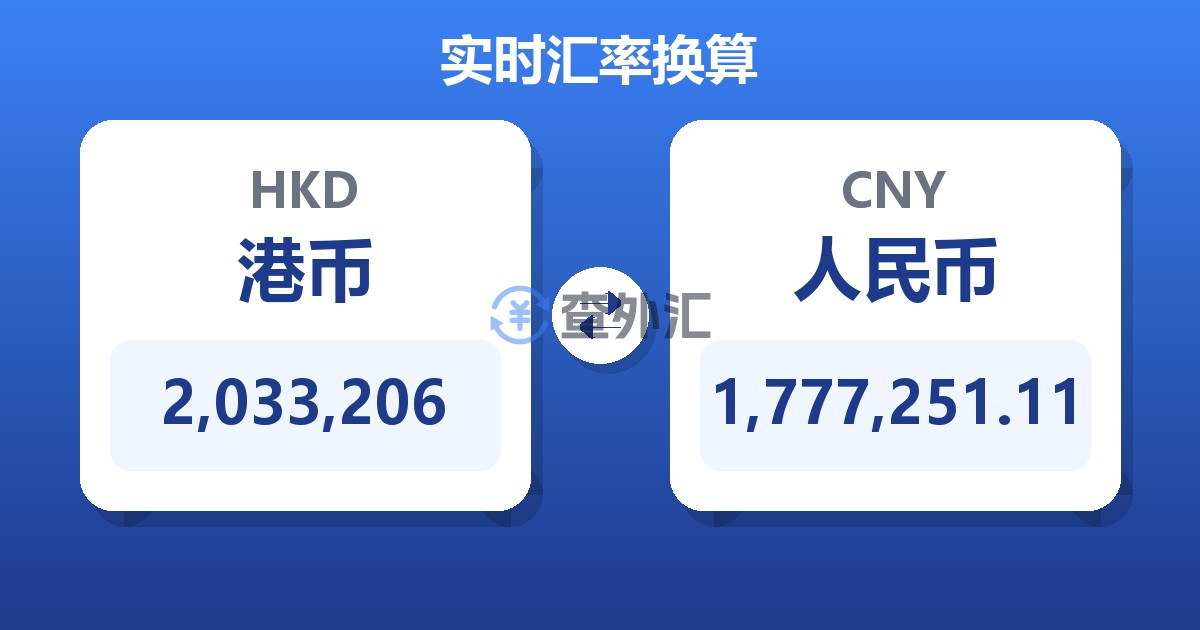 2,033,206港币兑人民币