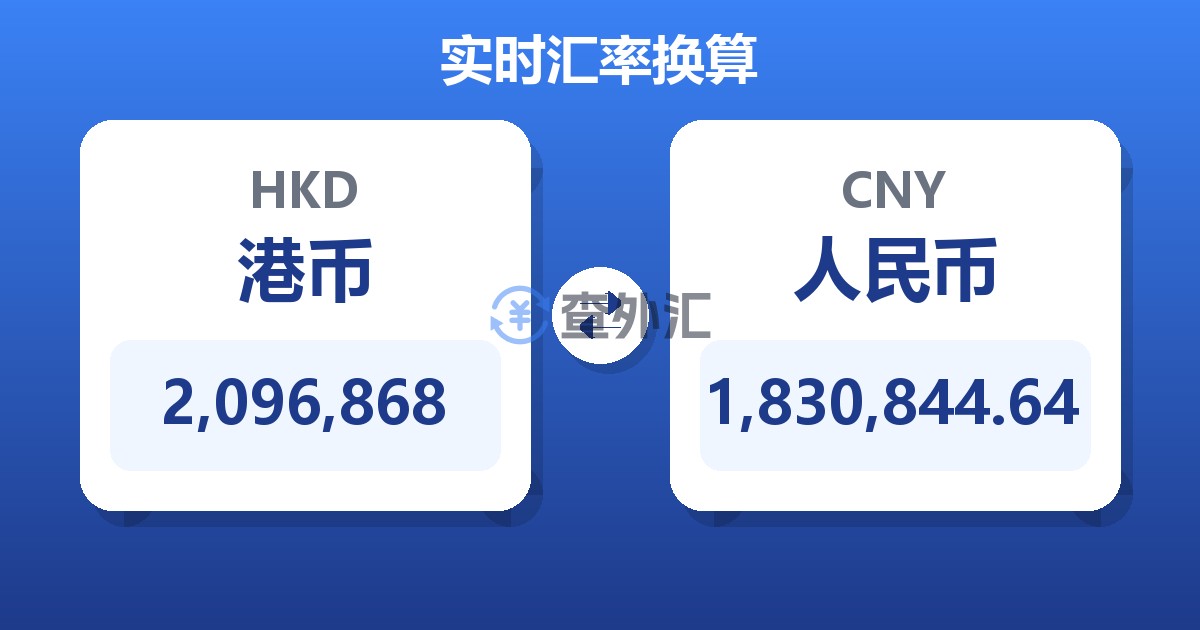 2,096,868港币兑人民币