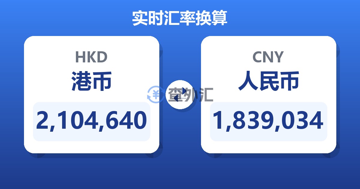 2,104,640港币兑人民币