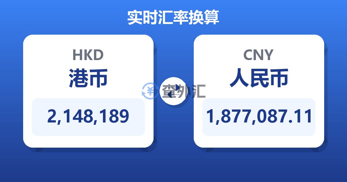 2,148,189港币兑人民币