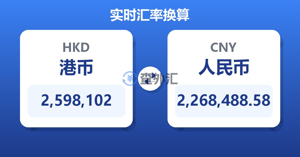 2,598,102港币兑人民币