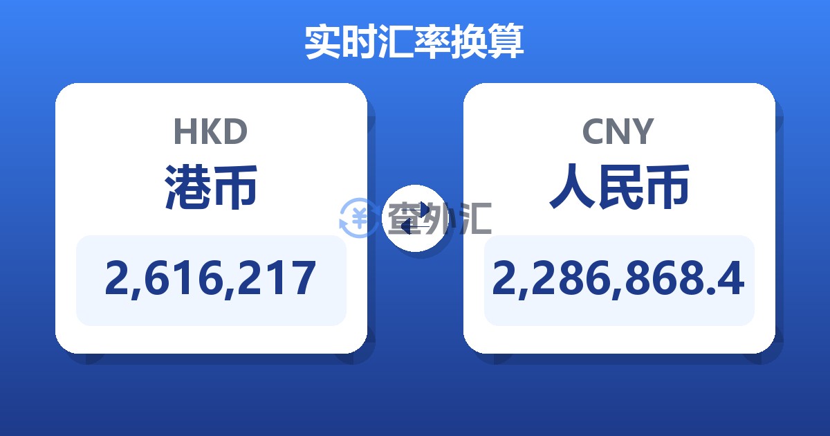 2,616,217港币兑人民币