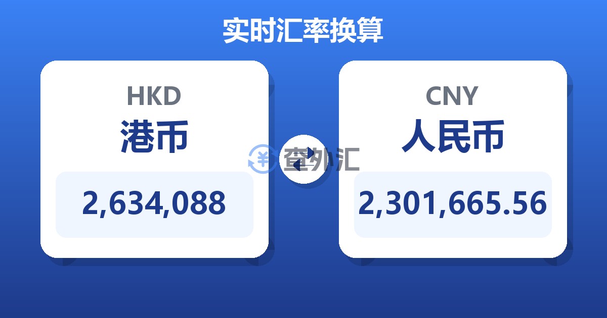2,634,088港币兑人民币