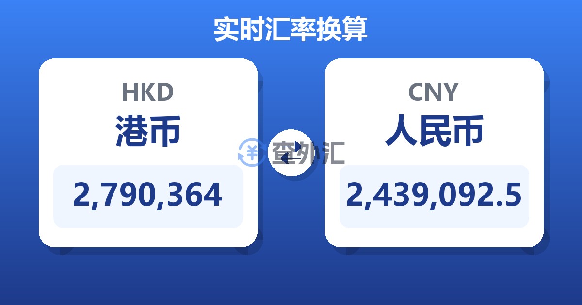 2,790,364港币兑人民币