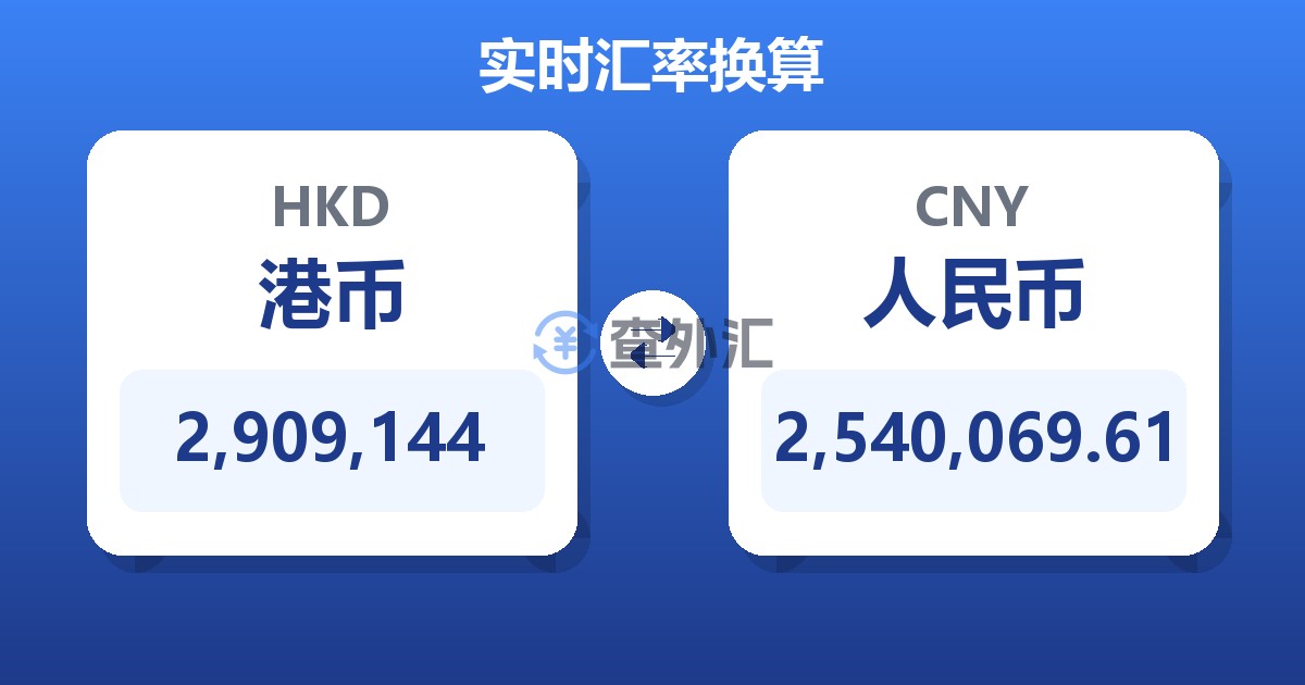 2,909,144港币兑人民币