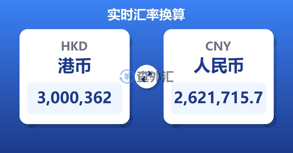 3,000,362港币兑人民币