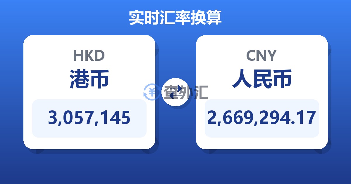 3,057,145港币兑人民币