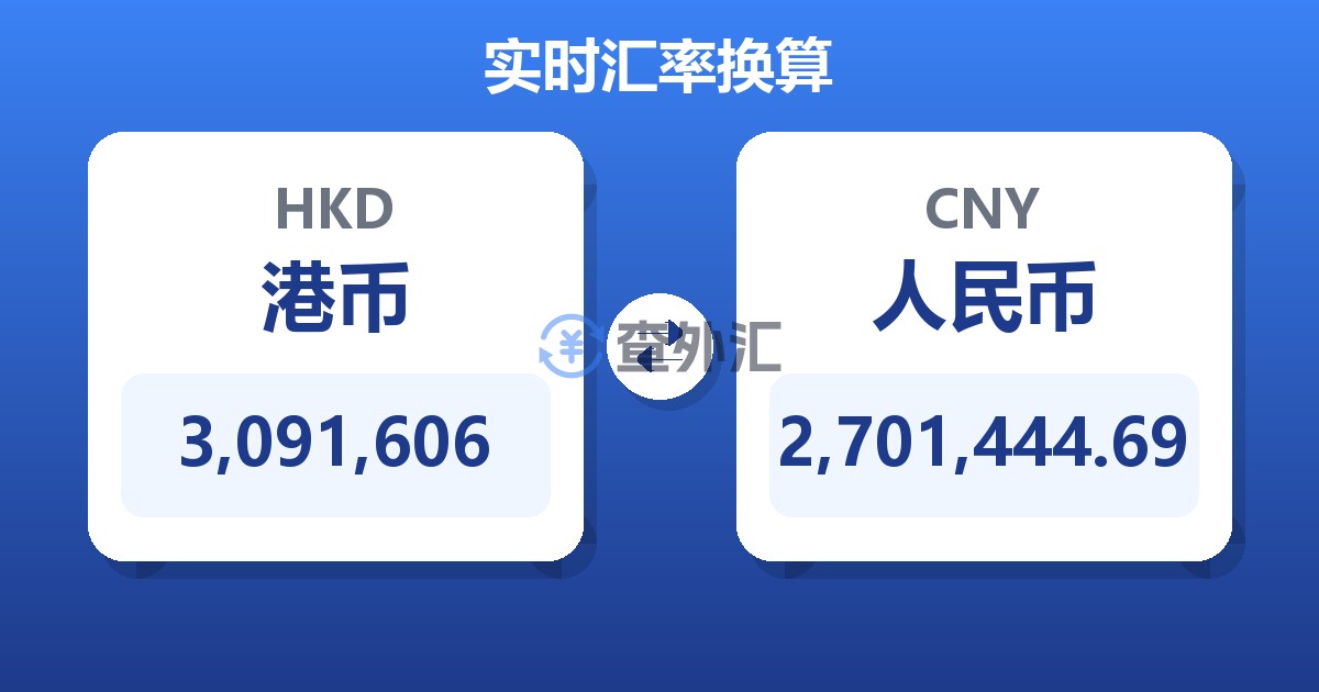 3,091,606港币兑人民币
