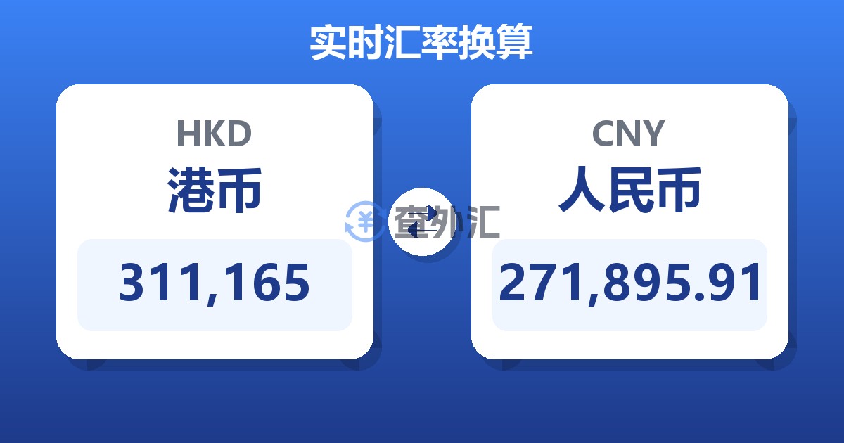 311,165港币兑人民币