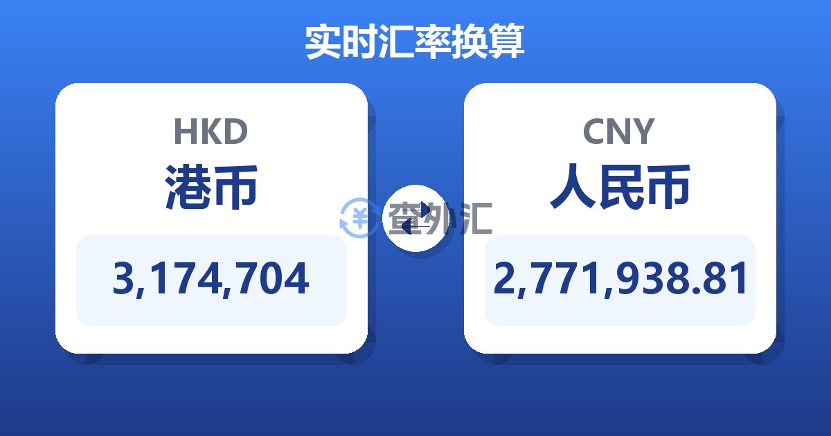 3,174,704港币兑人民币