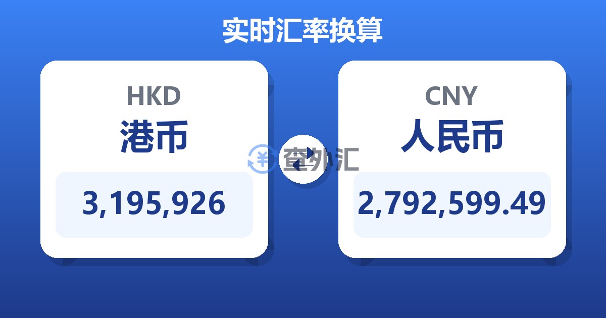 3,195,926港币兑人民币