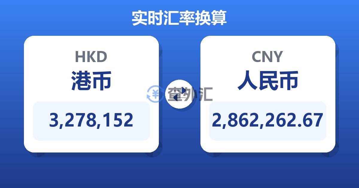 3,278,152港币兑人民币