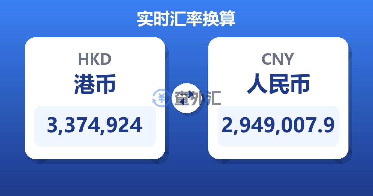 3,374,924港币兑人民币