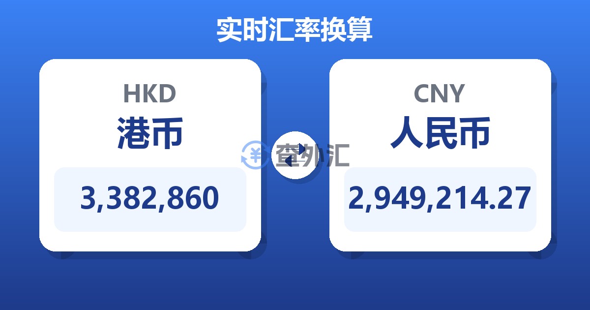 3,382,860港币兑人民币