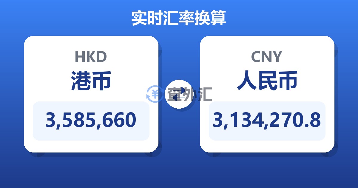 3,585,660港币兑人民币