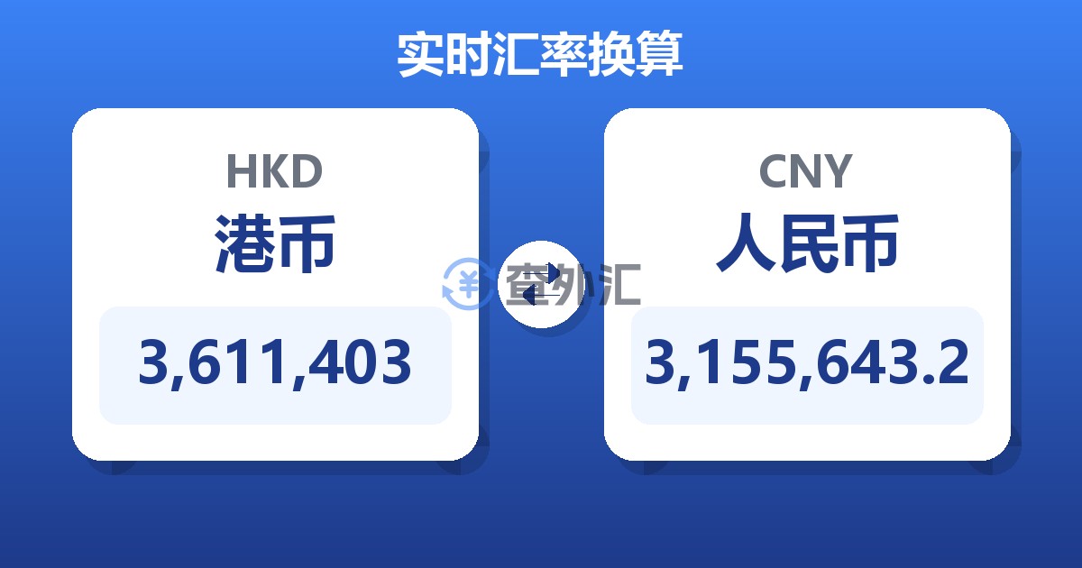 3,611,403港币兑人民币