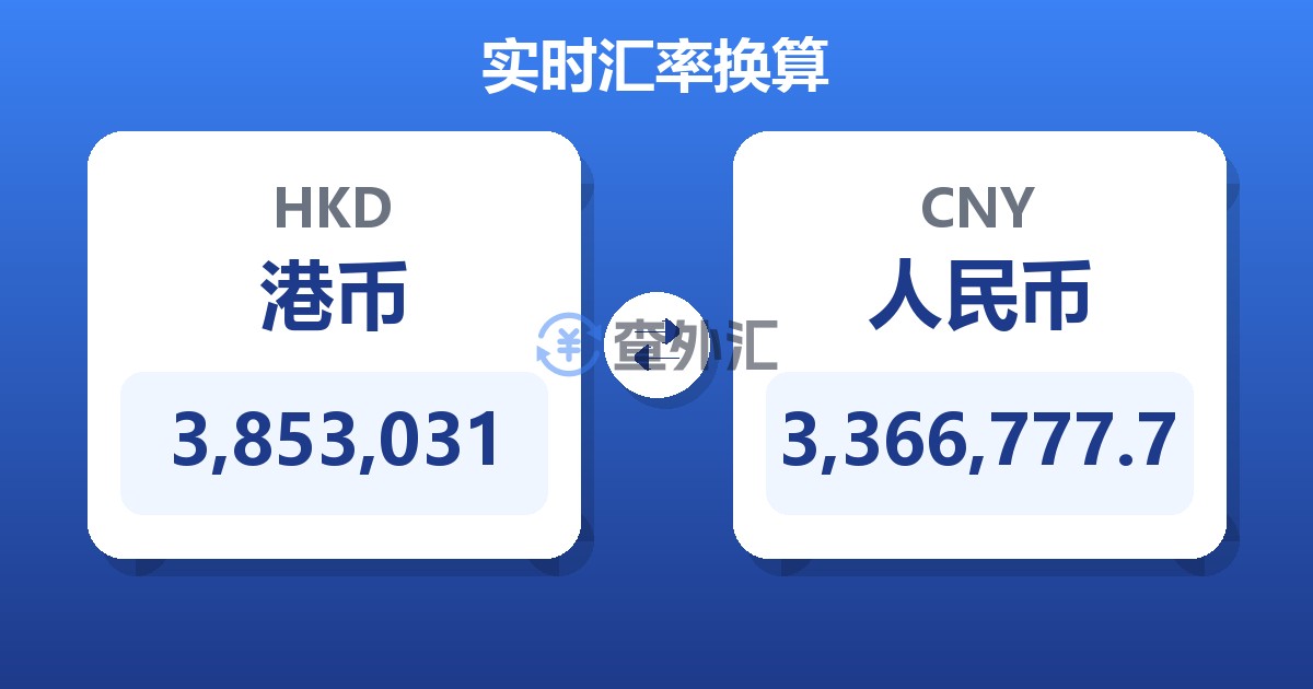 3,853,031港币兑人民币
