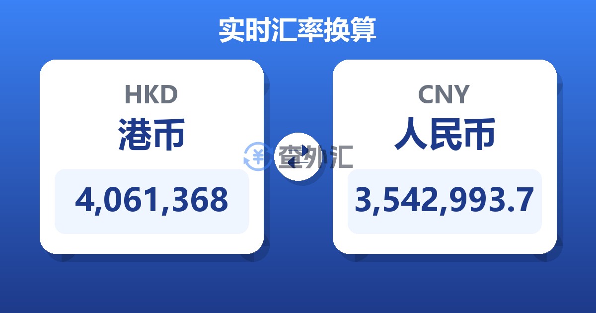 4,061,368港币兑人民币