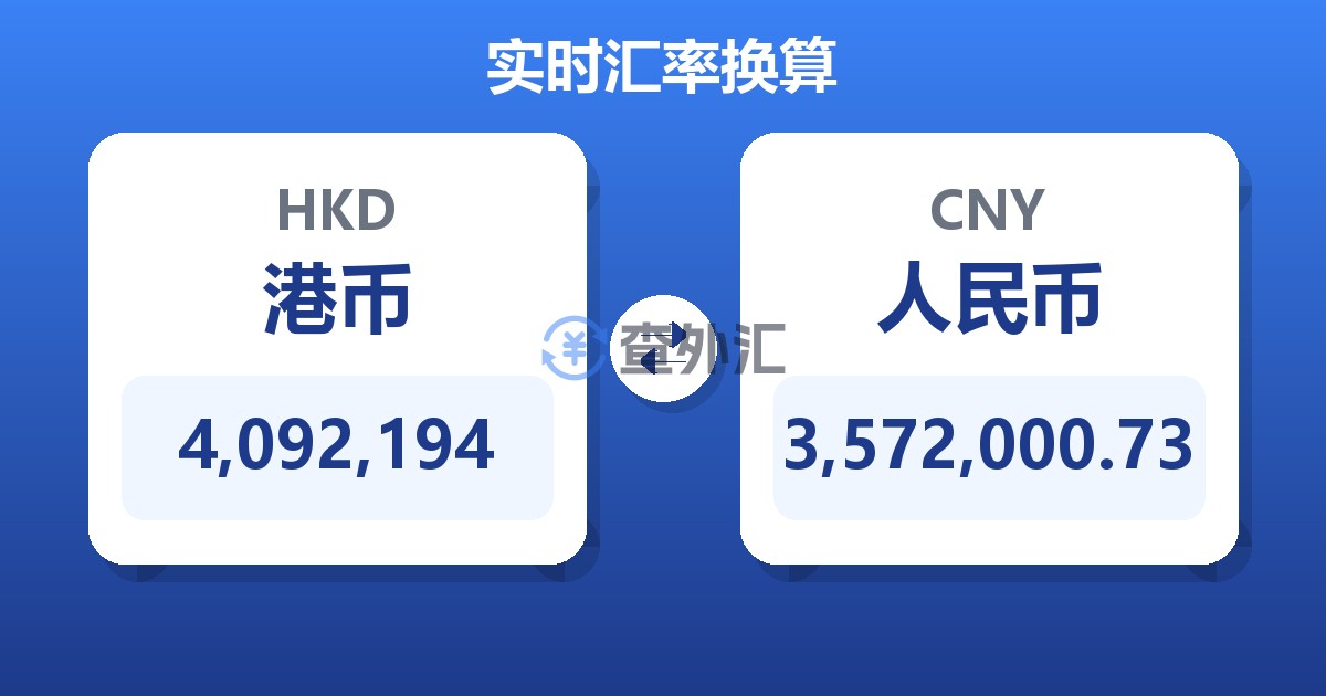 4,092,194港币兑人民币