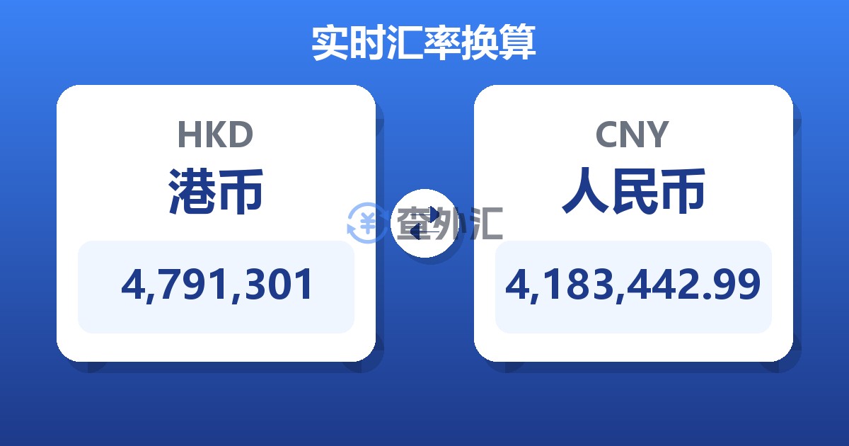 4,791,301港币兑人民币