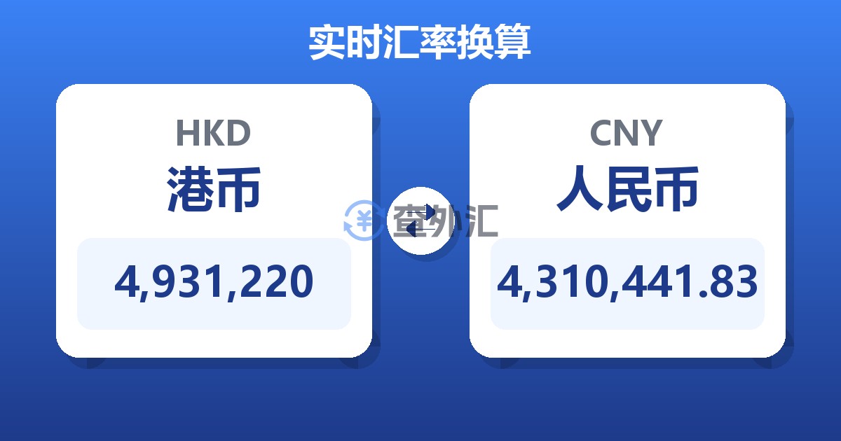 4,931,220港币兑人民币