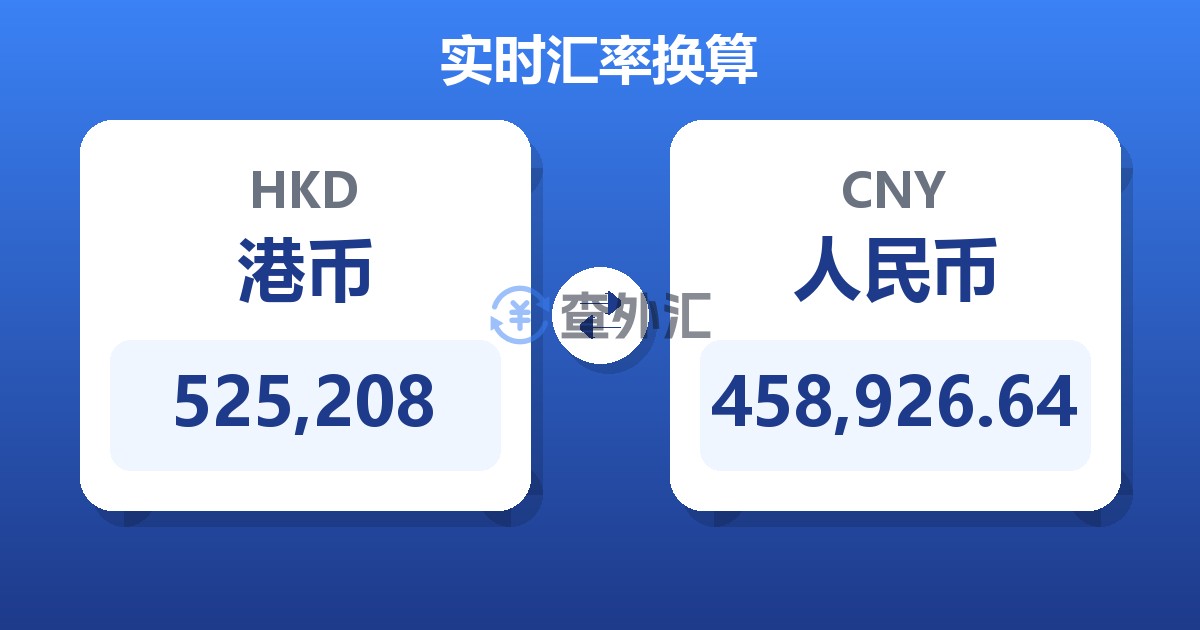 525,208港币兑人民币