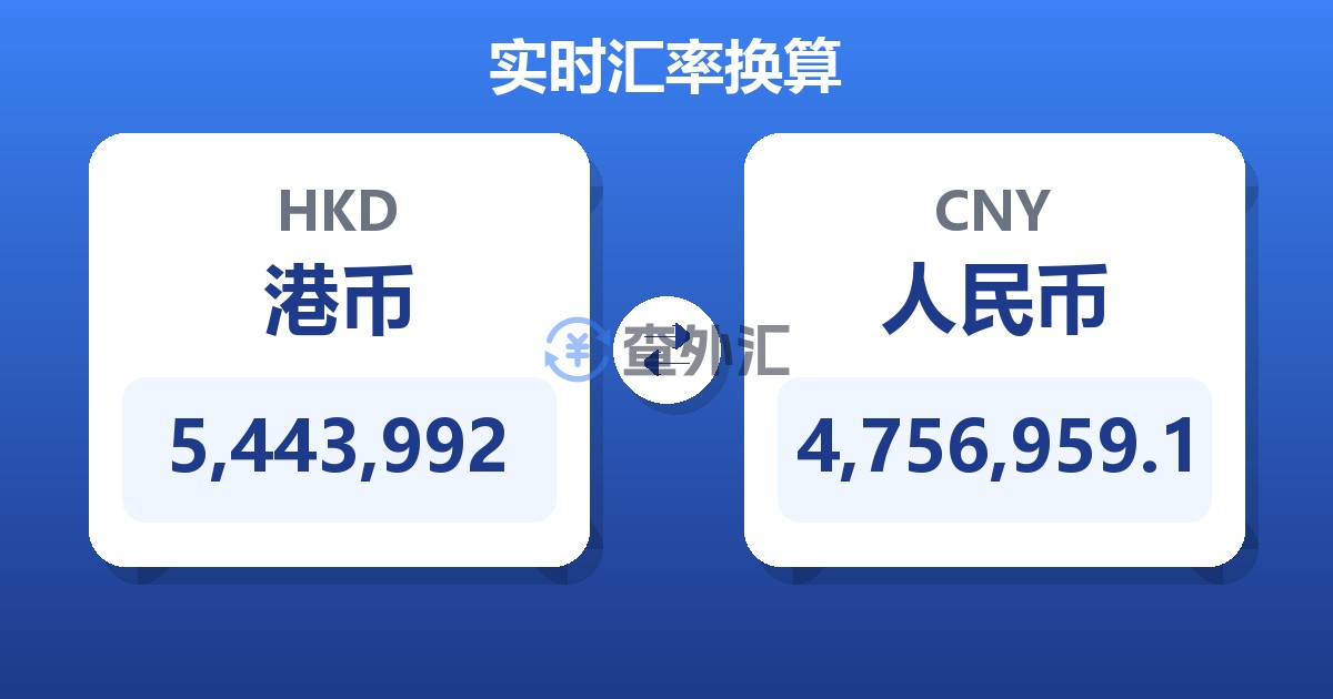 5,443,992港币兑人民币